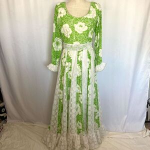 Green and White Floral Maxi Dress